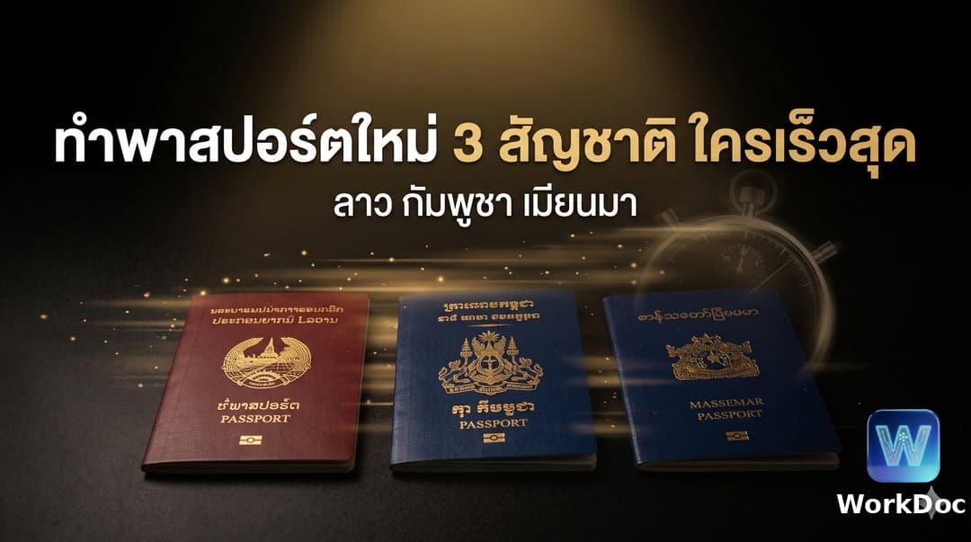 เปรียบเทียบการทำพาสปอร์ตใหม่ 3 สัญชาติ (ลาว กัมพูชา เมียนมา)