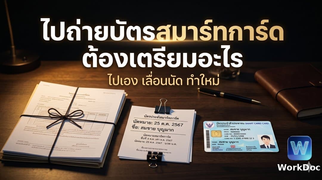 ไปถ่ายบัตรสมาร์ทการ์ด: เอกสารที่ต้องเตรียม ไปเองได้ไหม เลื่อนนัดและบัตรชำรุด