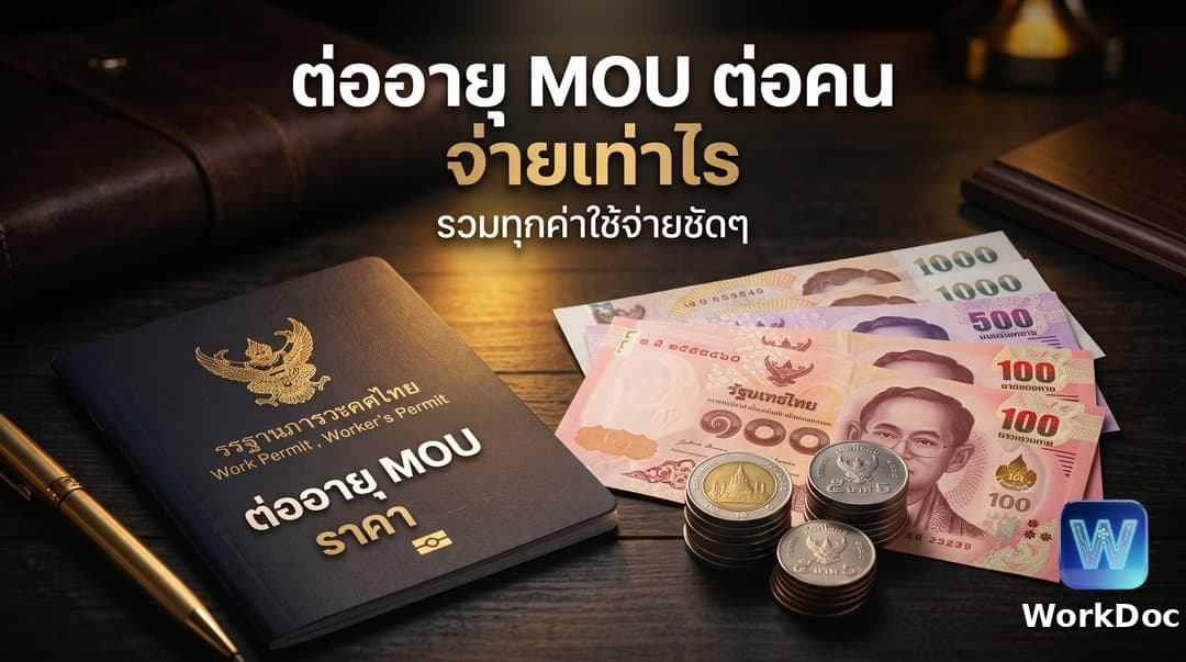 ค่าใช้จ่ายการต่ออายุใบอนุญาตทำงานและวีซ่าแรงงาน MOU รอบ 2 ปีหลัง