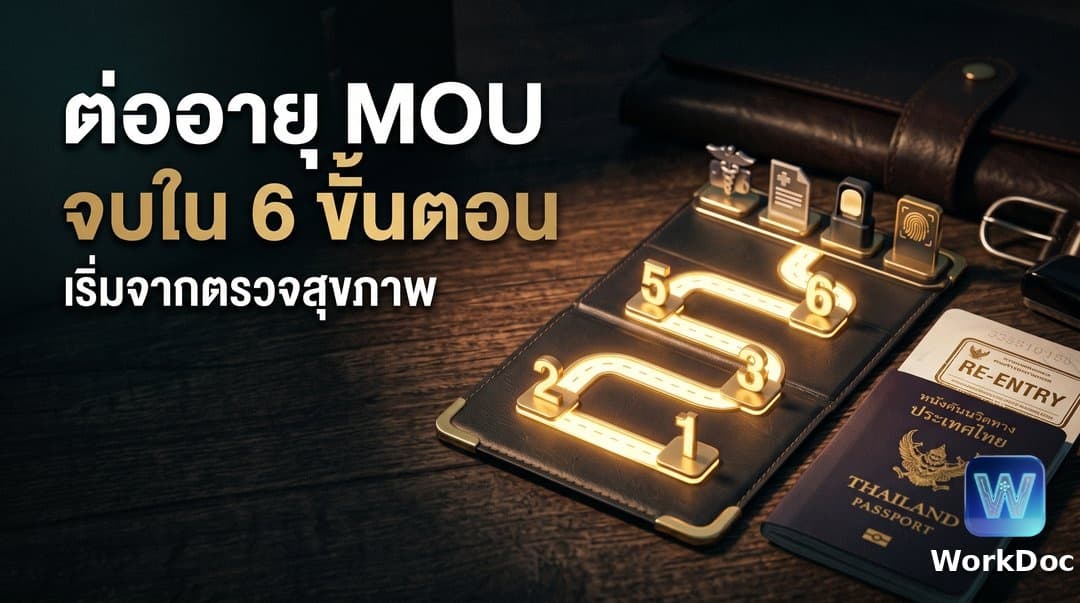 ขั้นตอนการต่ออายุใบอนุญาตทำงานและวีซ่าแรงงาน MOU รอบ 2 ปีหลัง: 6 ขั้นตอน