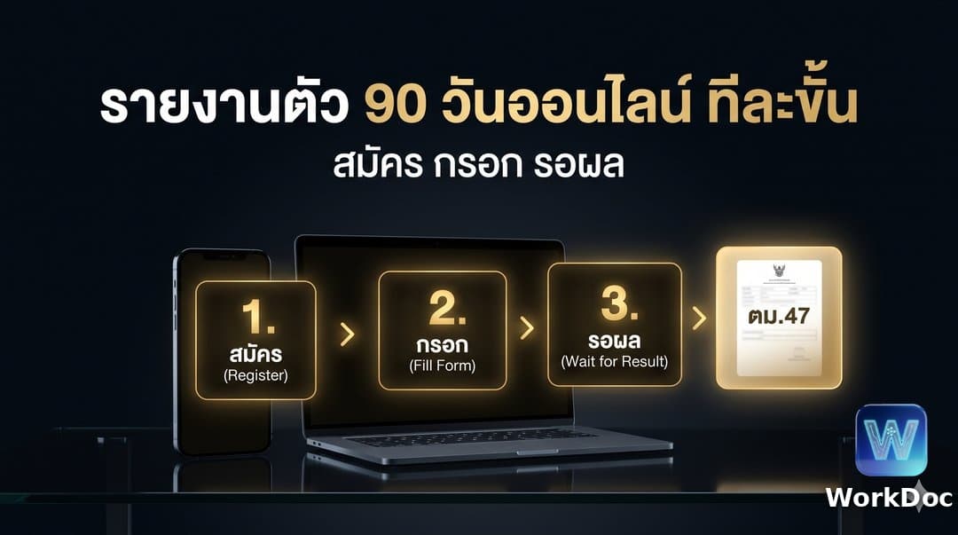 วิธีรายงานตัว 90 วันออนไลน์ ทีละขั้นตอน สมัคร กรอก รอผล